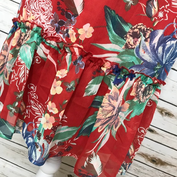 🎈AVA & VIV Red Floral 3/4 Sleeve Flowy Plus Size 2X - Picture 5 of 8